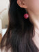 Red Dried Flower Cherry Drop Earrings - vintage fashion, retro style, elegant red
