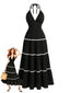 Robe Longue Noir Halter Dos Nu Années 1930