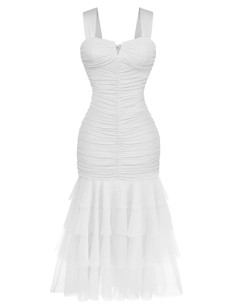 Robe bodycon uni maille patchwork ruchée 1930s