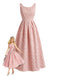 Robe longue sans manches rose à imprimé floral jacquard, style années 1930 - robe vintage, mode rétro, rockabilly
