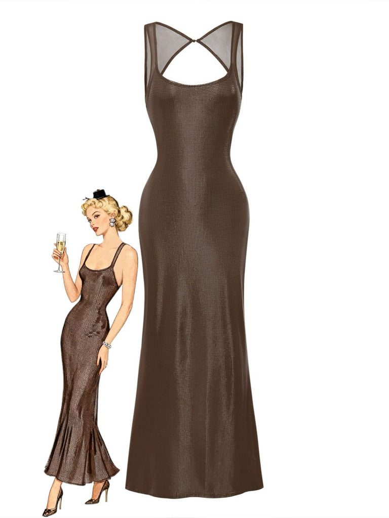 Robe uni maille pailletée boucle col carré 1980s