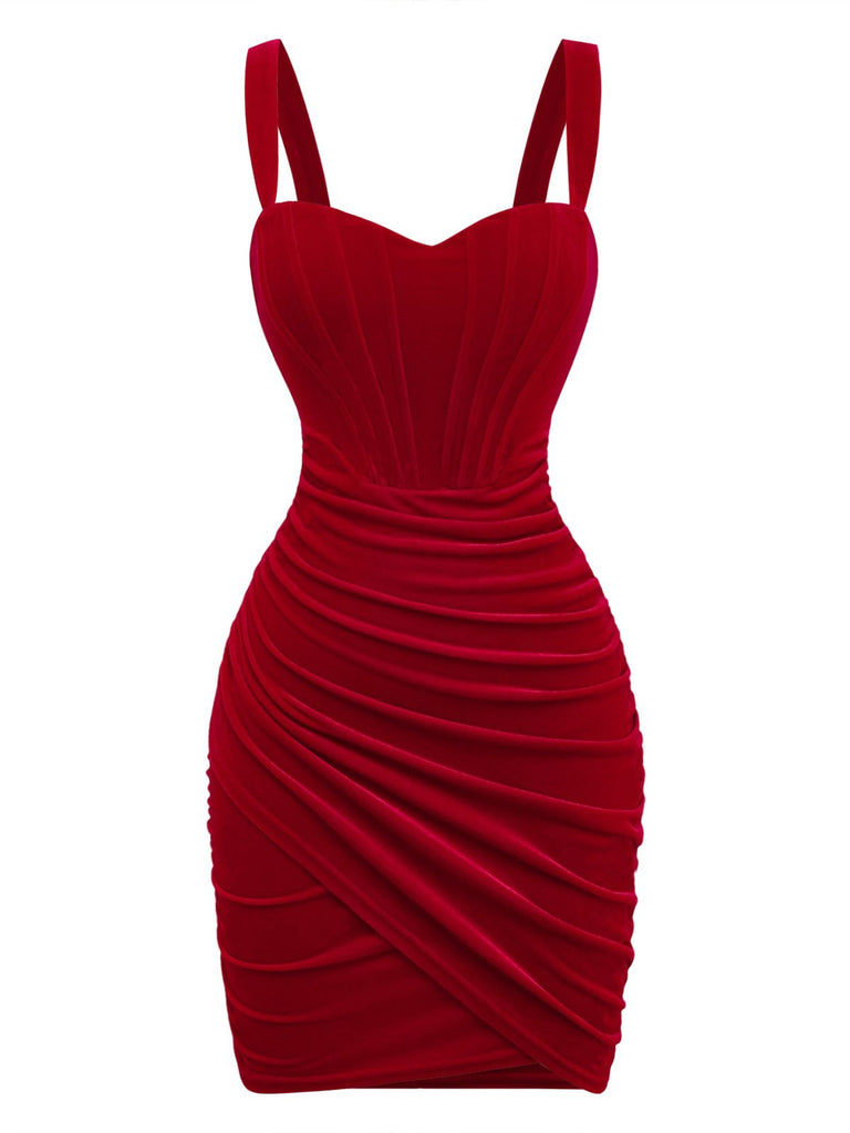 Robe courte velours corset ruché cœur 1980s