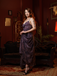 Robe Violet Slip Bohème Col V Fleurs Années 30