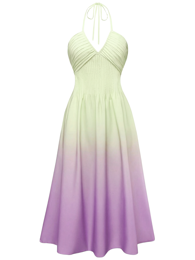 Robe Violette Col V Profond Col Licou Dégradé Années 40