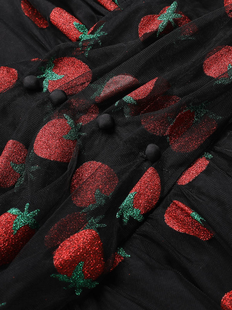 Robe trapèze rose fraise années 1950 en maille