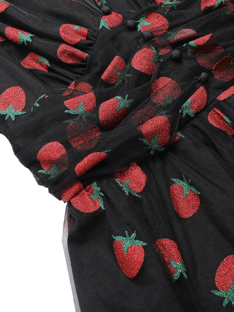 Robe trapèze rose fraise années 1950 en maille