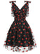 Robe trapèze rose fraise années 1950 en maille