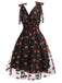 Robe trapèze rose fraise années 1950 en maille