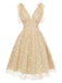 [Prévente] Robe Évasé Filet Marguerite Beige Années 1950
