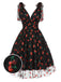 Robe trapèze verte en maille marguerite des années 1950
