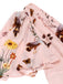 Robe rose à col en V et nœud papillon à fleurs et oiseaux