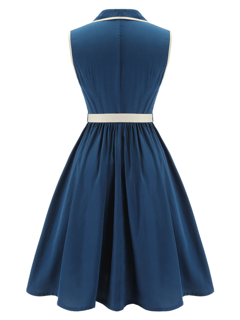 Robe à revers sans manches bleu marine des années 1960 4
