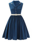[Prévente] [Grande Taille] Robe Sans Manches Revers Bleu Marine Années 1960