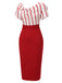 Robe crayon patchwork à rayures rouges années 1950