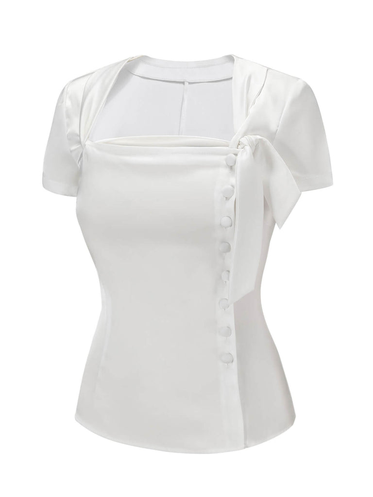 Chemise boutonnée blanche des années 1950