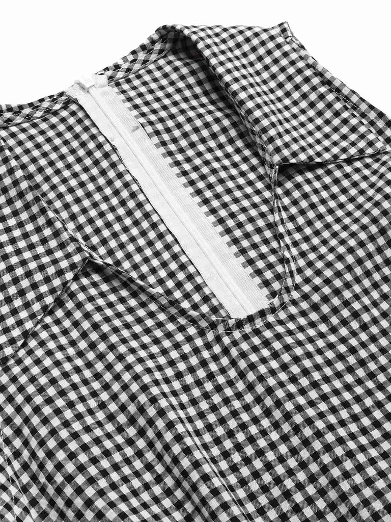 [Prévente] Combishort noire rever sans manches à carreaux des années 1950