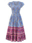 Robe bohème à imprimé floral manches à volants des années 1970