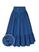 Jupe plissée en coton bleu des années 1940 avec ourlet en dentelle