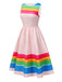 Robe à rayures arc-en-ciel multicolores des années 1950