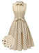 [Pré-vente] Robe chemise patchwork à pois en coton beige des années 1950