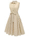 [Pré-vente] Robe chemise patchwork à pois en coton beige des années 1950