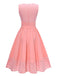 Robe patchwork en coton rose à carreaux vichy des années 1950