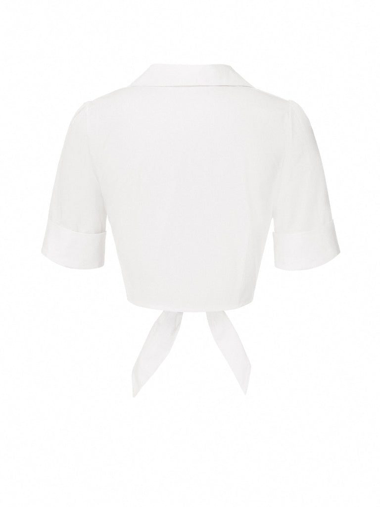[Prévente] Chemisier blanc boutonné en pur coton des années 1960