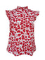 [Grande taille] Haut rouge manches à volants motif cœur années 1950