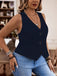[Grande taille] Gilet sans manches bleu foncé à col en V des années 1950
