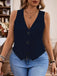 [Grande taille] Gilet sans manches bleu foncé à col en V des années 1950