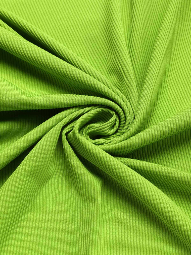 [Prévente] 2PCS chemisier tricoté à revers vert et jupe fleurie des années 1960