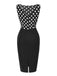 [Prévente] Robe crayon noire à pois patchwork des années 1960
