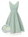 [Prévente] Robe brodée de marguerites en tulle vert aqua des années 1950