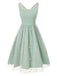 [Prévente] Robe brodée de marguerites en tulle vert aqua des années 1950