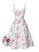 [Prévente] Robe à bretelles blanches et roses fleurie des années 1950