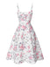 [Prévente] Robe à bretelles blanches et roses fleurie des années 1950