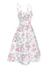 [Prévente] Robe à bretelles blanches et roses fleurie des années 1950
