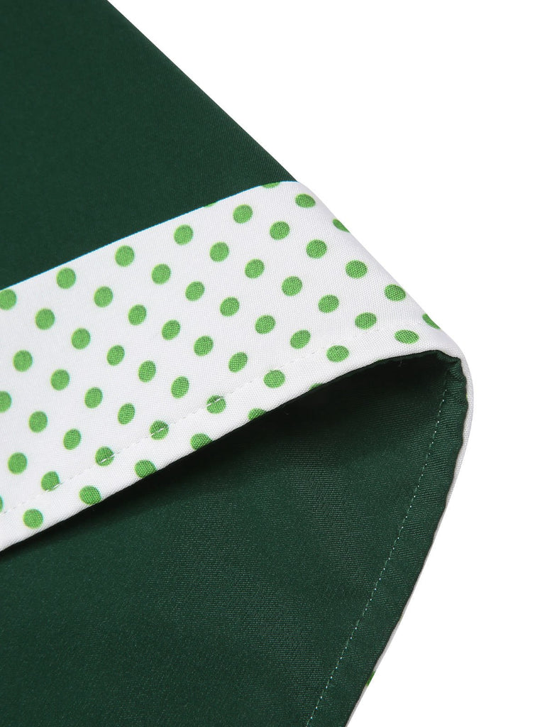 [Prévente] 2PCS Camisole courte à pois verte et short plissé des années 1950