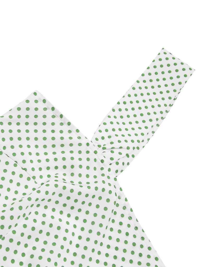 [Prévente] 2PCS Camisole courte à pois verte et short plissé des années 1950