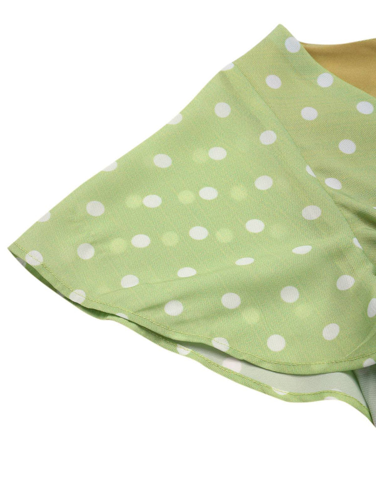 [Prévente] Robe verte à pois ajourés dans le dos des années 40