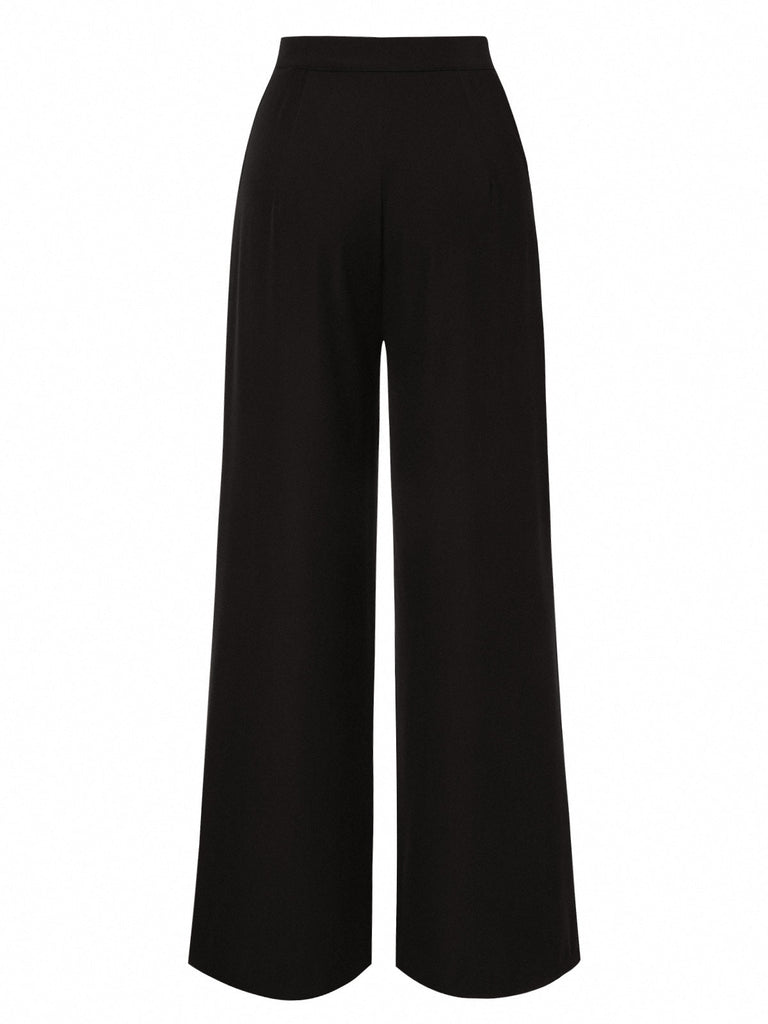 [Prévente] Pantalon droit noir à bordure contrastée des années 1950