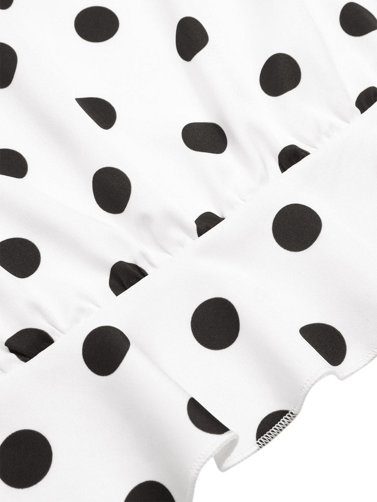 [Prévente] 2PCS haut à pois et pantalon droit blanc et noir années 50