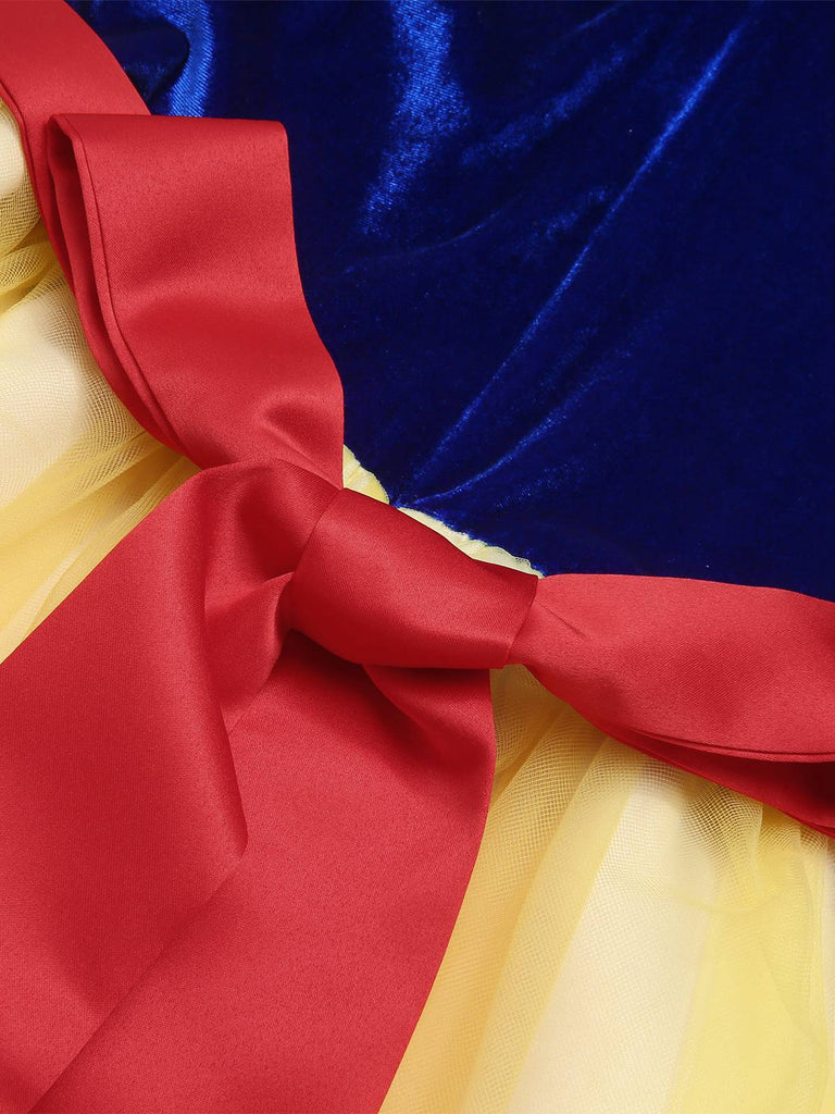 Robe en maille bleue style Blanche-Neige années 1940