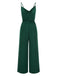 Combinaison à bretelles en satin vert foncé col bénitier années 1930
