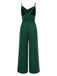 Combinaison à bretelles en satin vert foncé col bénitier années 1930