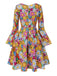[Prévente] Robe hippie multicolore marguerites manches évasées des années 1960