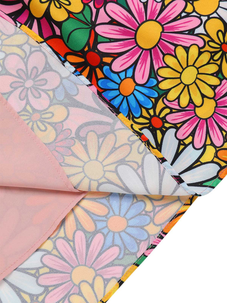 [Prévente] Robe hippie multicolore marguerites manches évasées des années 1960