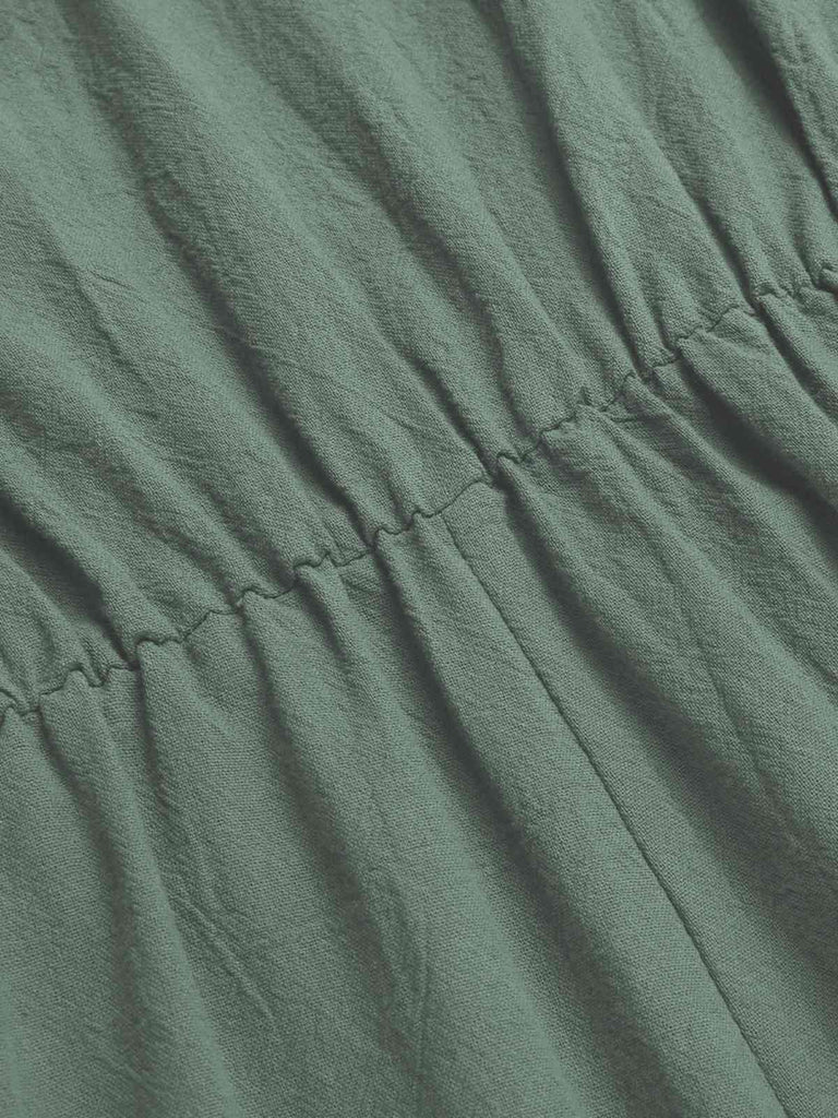 Combishort en coton uni à manches volantées des années 1950