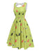 [Prévente] Robe sans manches à imprimé chien vert des années 1950