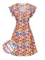 [Prévente] Robe col cravate à imprimés hexagonaux multicolores des années 1960